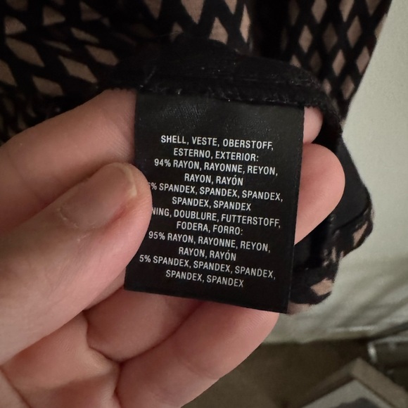 Anthropologie Meadow Rue Josalyn Brown Black Tie Front Diamond Print Top XL - Picture 5 of 6